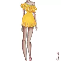 Croqui vestido amarelo