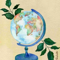 Globo e folhagens